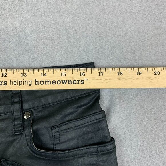 Robins Jean Mens Pants 33x30 Black Zippers Moto Slim Faux Leather L-Flap Biker - Picture 6 of 16